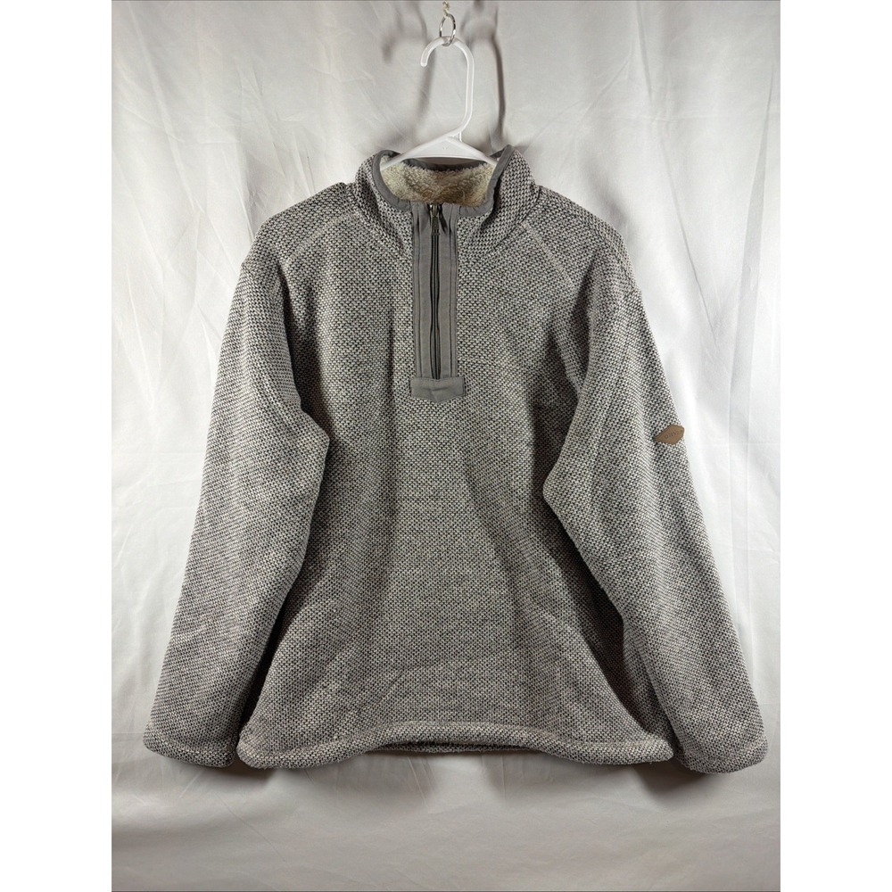 Orvis Fleece Sweater Womens Large Gray Wool Blend Quarter Zip Pullover Sherpa